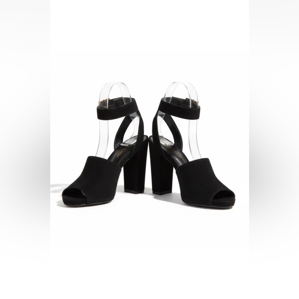 DVF Rebel Suede Platform Block Heel Sandals Diane Von Furstenberg black Sz 6.5
